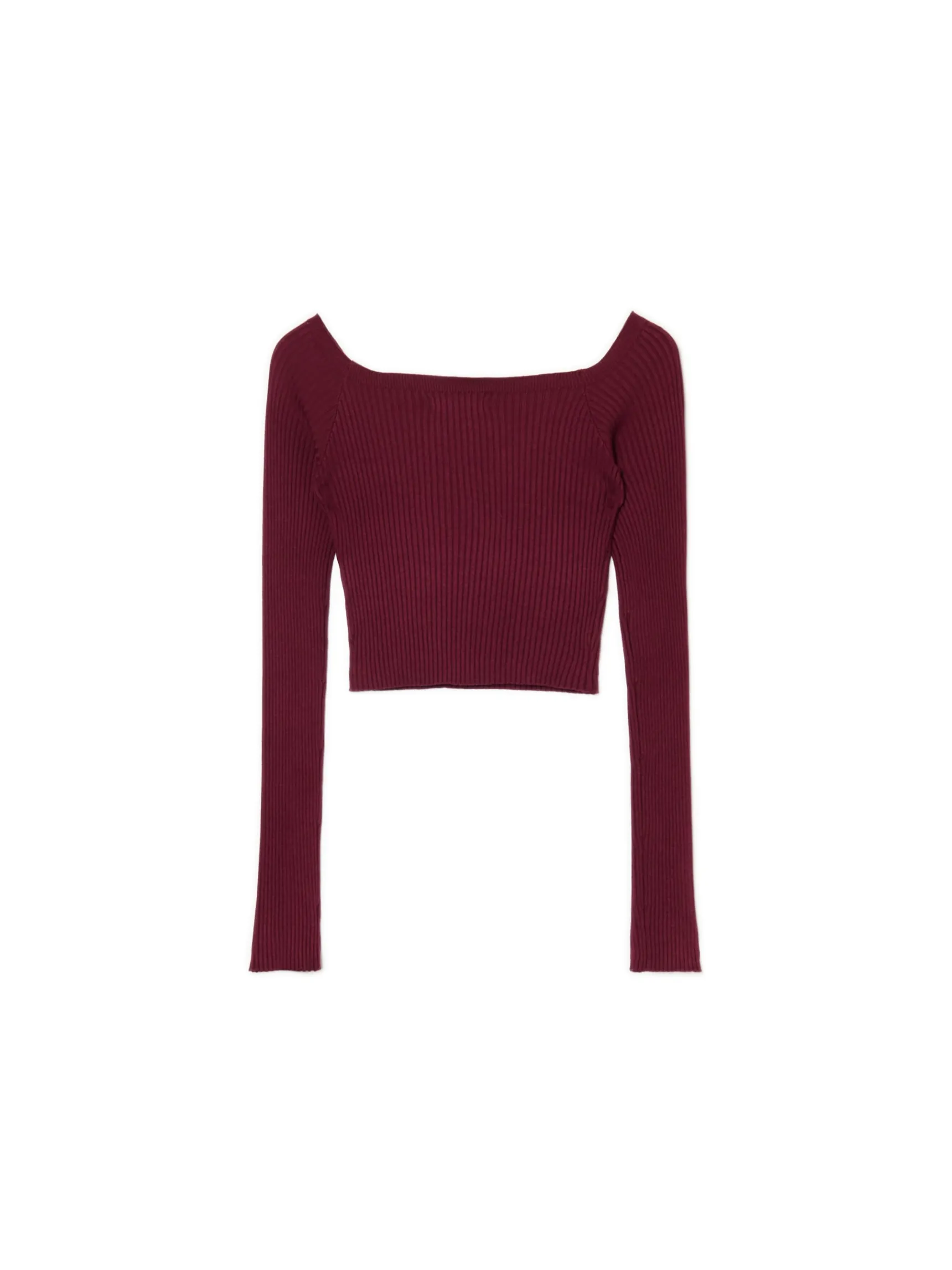 Fashion Cropp Krótki sweter z odkrytymi ramionami kasztanowy