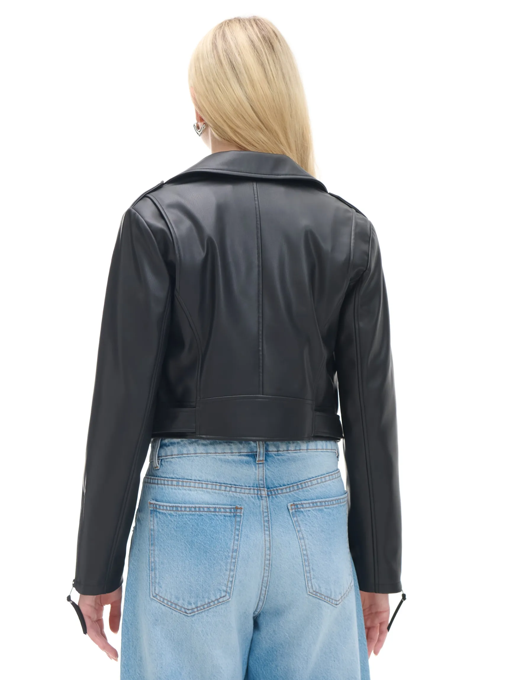 Online Cropp Kurtka biker z imitacji skóry czarny