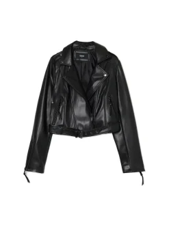 Online Cropp Kurtka biker z imitacji skóry czarny