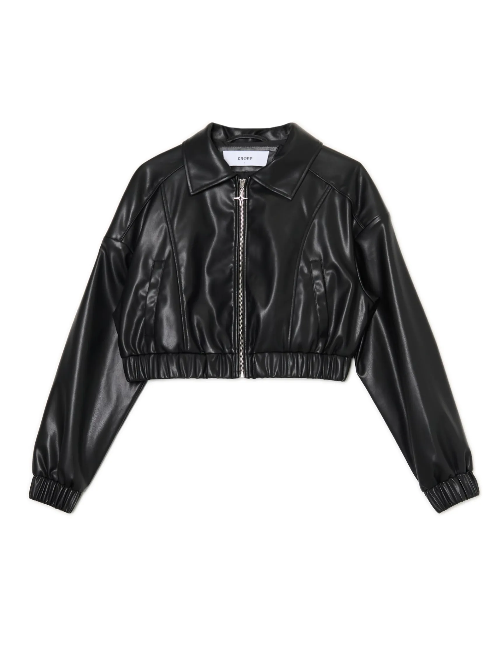 Discount Cropp Kurtka bomber z imitacji skóry czarny