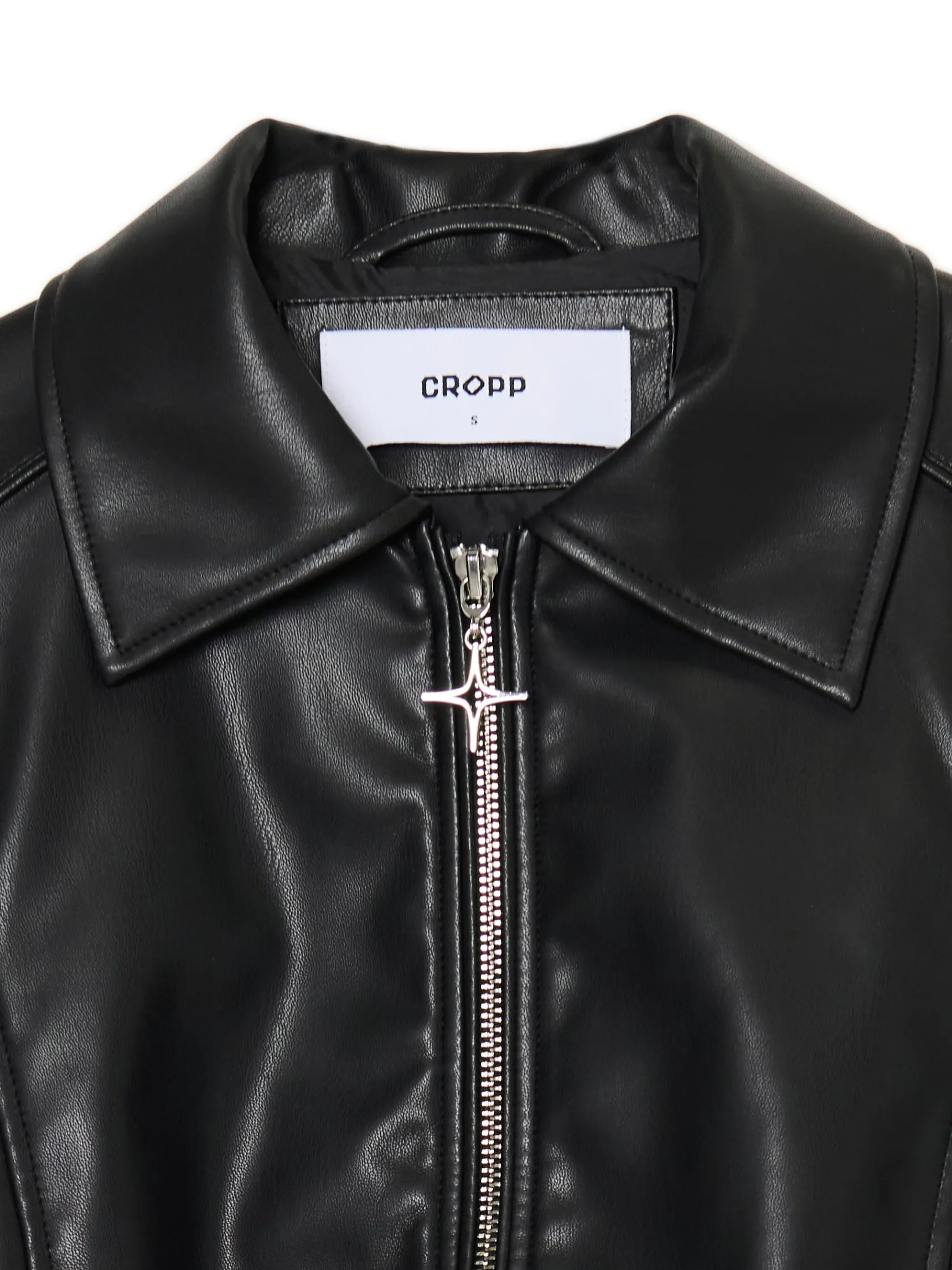 Discount Cropp Kurtka bomber z imitacji skóry czarny