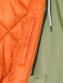 Clearance Cropp Kurtka bomberka z dzianinowym kapturem zielony