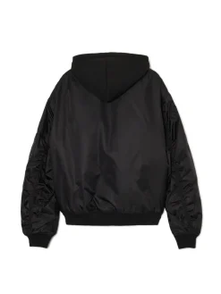 New Cropp Kurtka bomberka z dzianinowym kapturem czarny