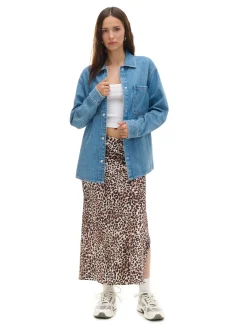 New Cropp Kurtka jeansowa z efektem sprania niebieski