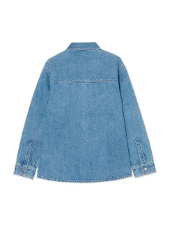 New Cropp Kurtka jeansowa z efektem sprania niebieski