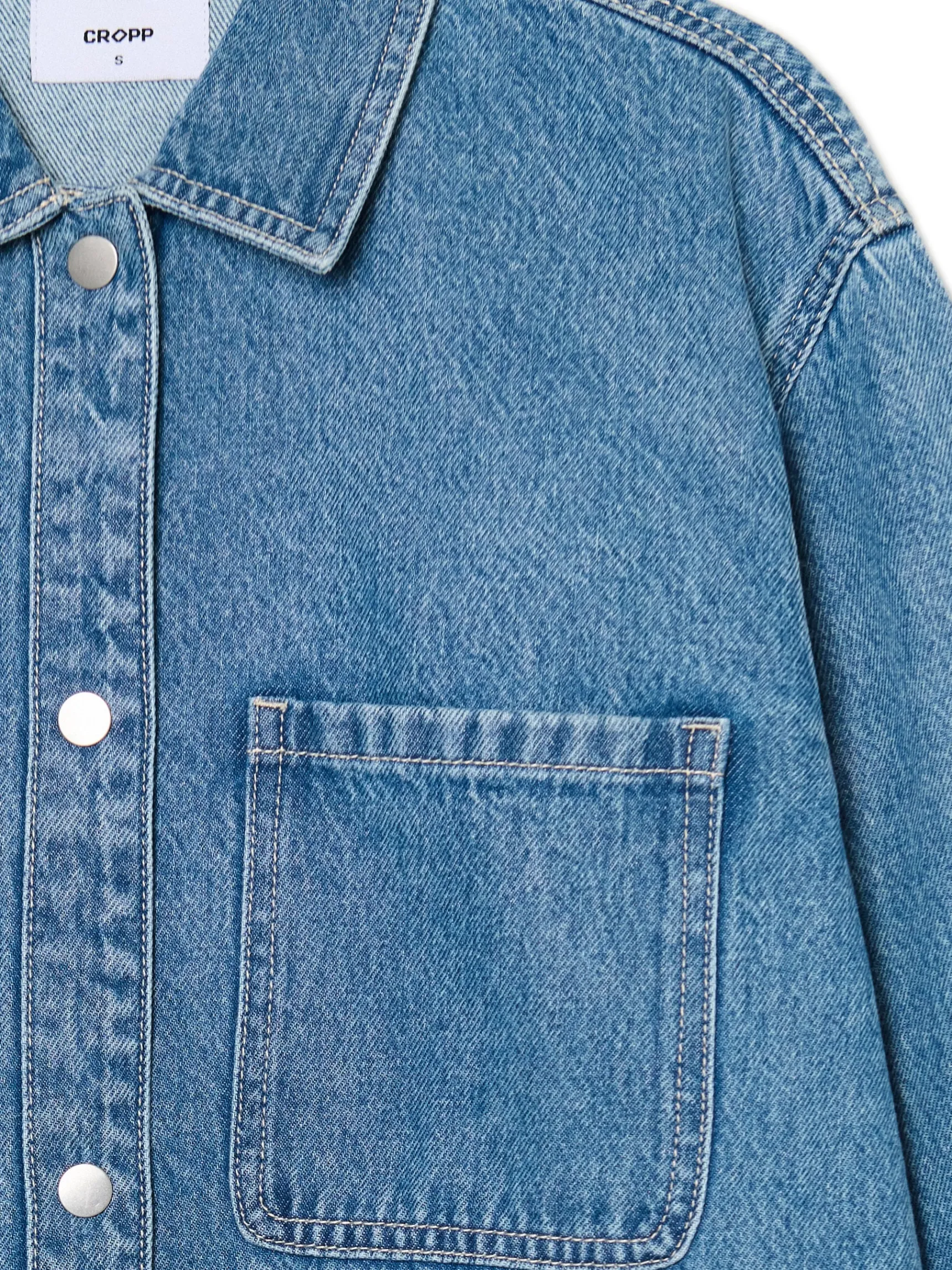 New Cropp Kurtka jeansowa z efektem sprania niebieski