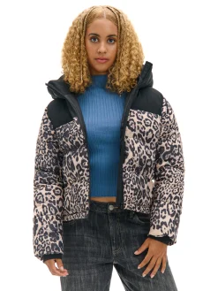 Best Cropp Kurtka puffer w panterkę wielobarwny