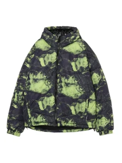 Online Cropp Kurtka puffer z kapturem i organicznym wzorem zielony