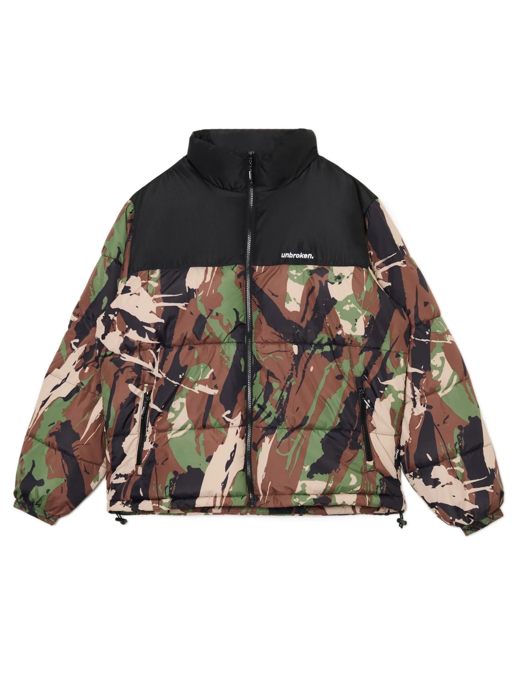Best Cropp Kurtka puffer z militarnym nadrukiem zielony