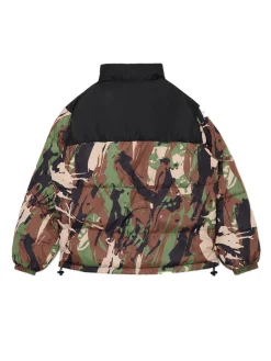 Best Cropp Kurtka puffer z militarnym nadrukiem zielony