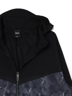 Outlet Cropp Kurtka z chowanym kapturem i nadrukiem czarny