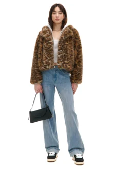 Fashion Cropp Kurtka z imitacji futra w panterkę wielobarwny