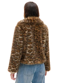 Fashion Cropp Kurtka z imitacji futra w panterkę wielobarwny