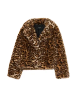 Fashion Cropp Kurtka z imitacji futra w panterkę wielobarwny