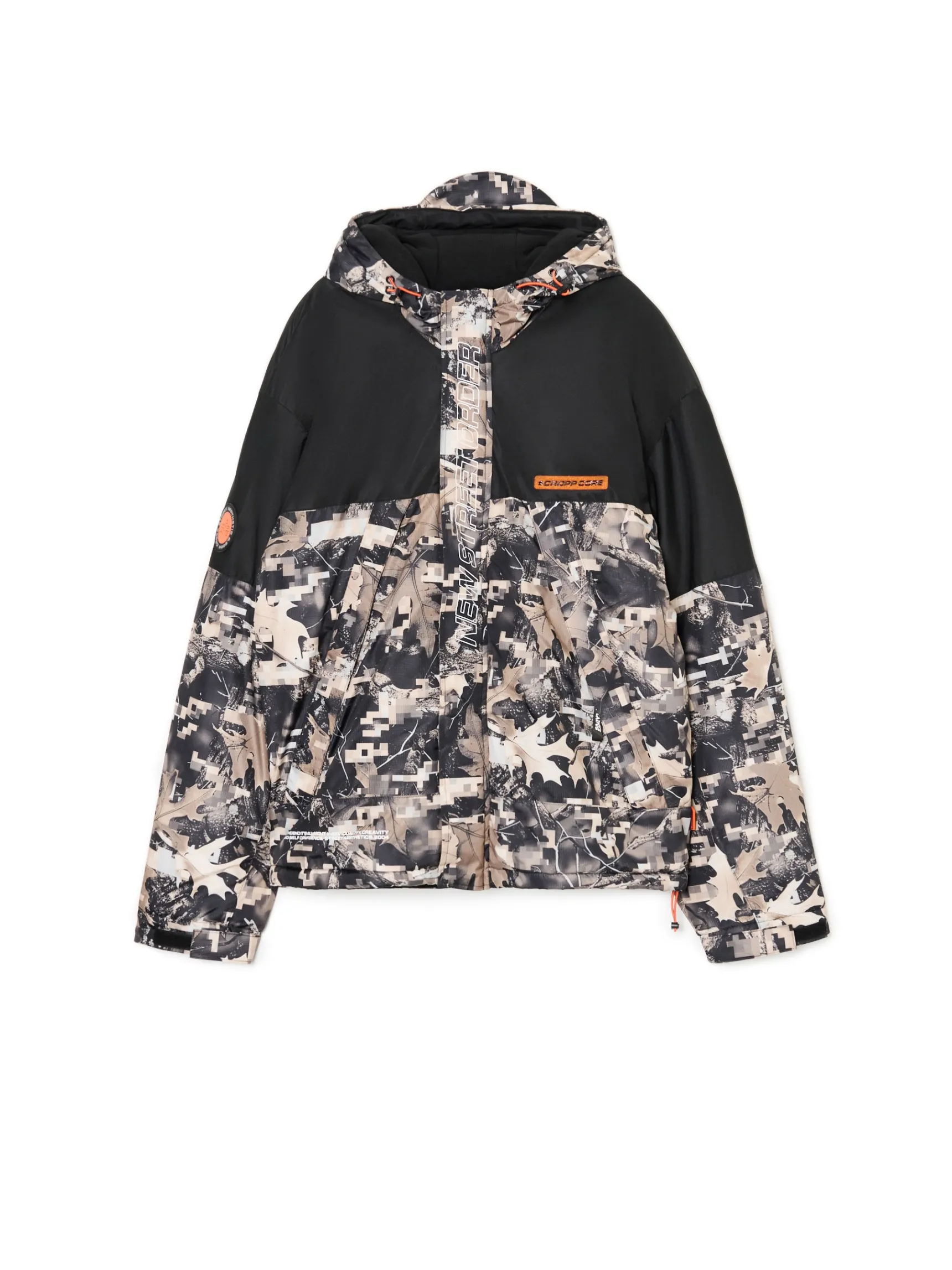 Clearance Cropp Kurtka z kapturem z jesiennym motywem beżowy
