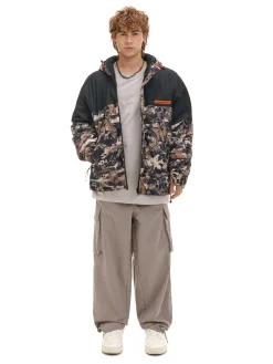 Clearance Cropp Kurtka z kapturem z jesiennym motywem beżowy