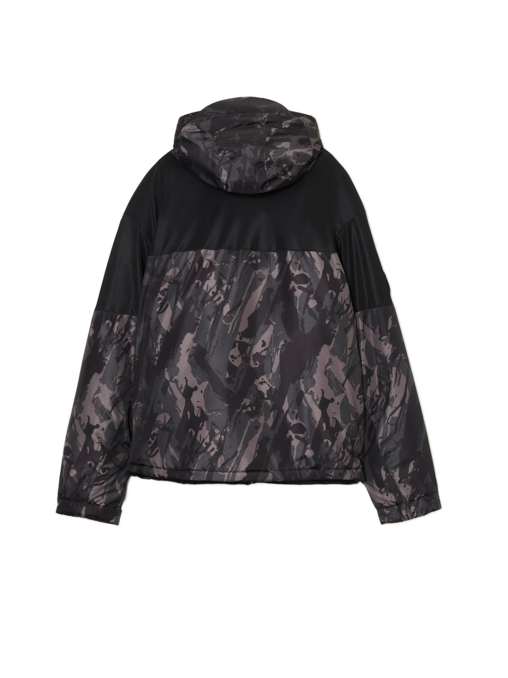 Outlet Cropp Kurtka z kapturem z nadrukiem moro czarny