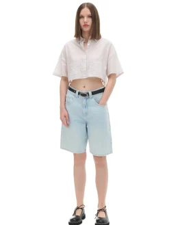 Online Cropp Luźna kremowa koszula crop kremowy