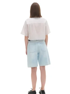 Online Cropp Luźna kremowa koszula crop kremowy