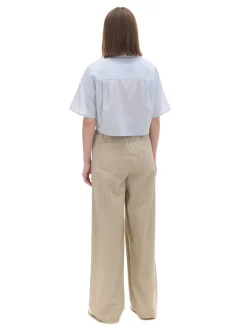 Online Cropp Luźna niebieska koszula crop błękitny