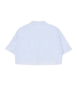 Online Cropp Luźna niebieska koszula crop błękitny