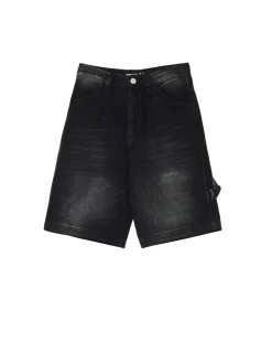 Hot Cropp Luźne denimowe bermudy czarny