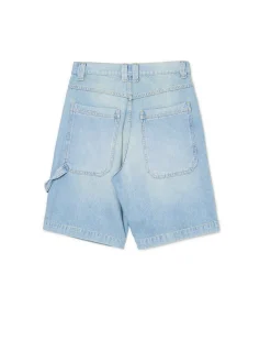 Hot Cropp Luźne jeansowe spodenki bermudy niebieski