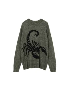 New Cropp Melanżowy sweter ze skorpionem zielony