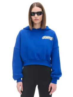 Clearance Cropp Niebieska bluza crop z kapturem Baltic Games niebieski