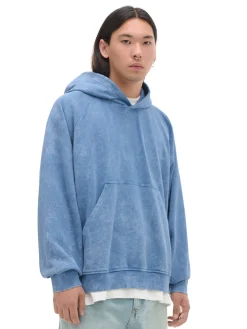 Outlet Cropp Niebieska bluza oversize z kapturem UNISEX niebieski