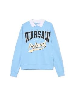 Online Cropp Niebieska bluza z kołnierzykiem niebieski