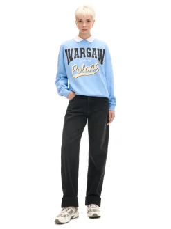 Online Cropp Niebieska bluza z kołnierzykiem niebieski