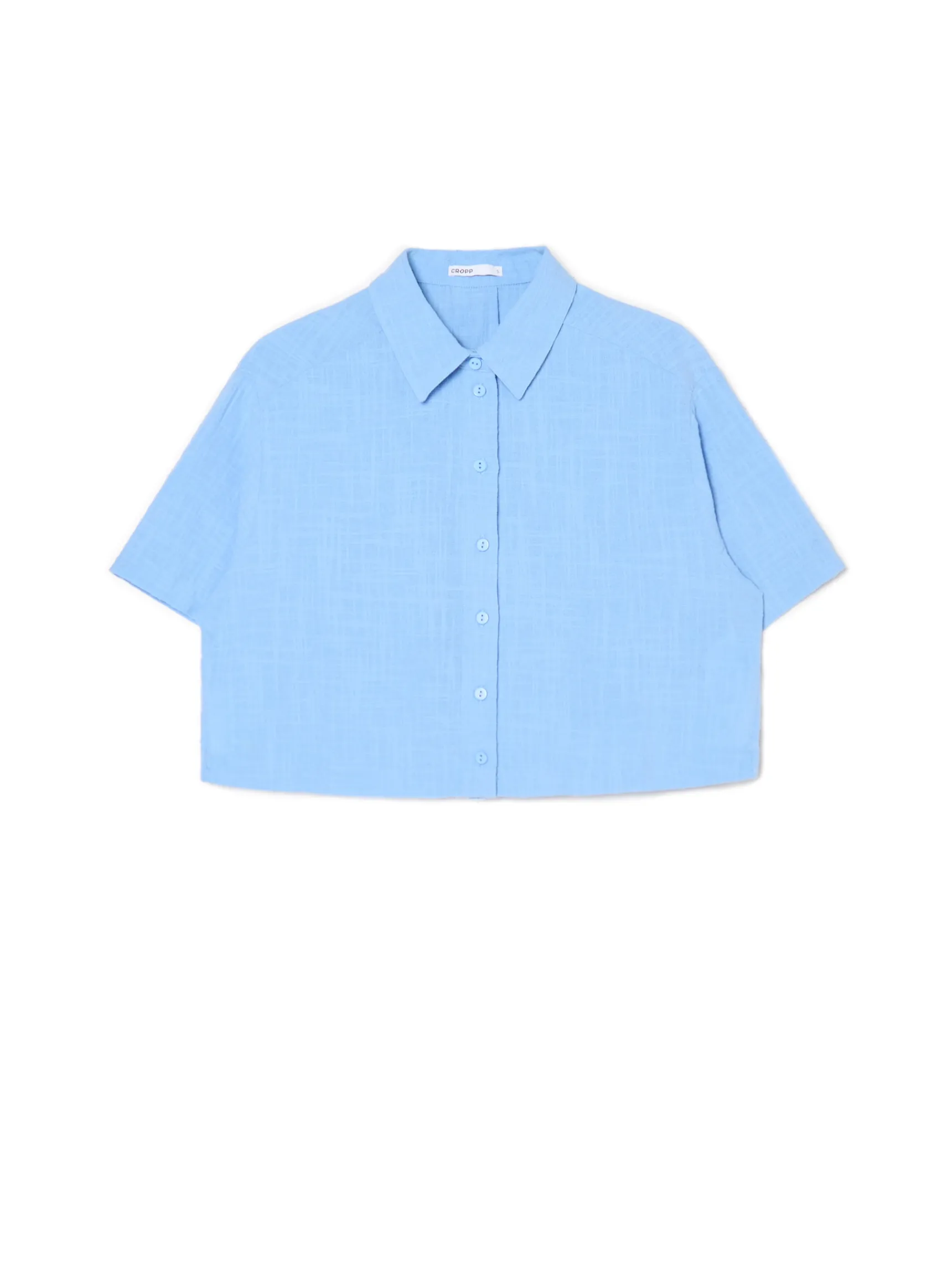 Hot Cropp Niebieska koszula w retro stylu błękitny