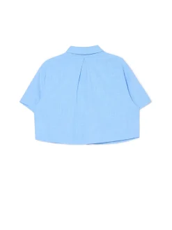 Hot Cropp Niebieska koszula w retro stylu błękitny