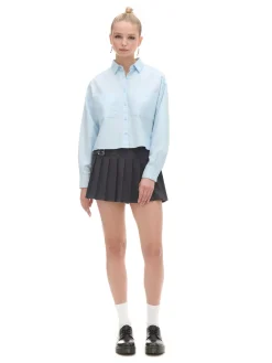 Online Cropp Niebieska koszula z rozcięciami błękitny