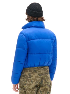 Fashion Cropp Niebieska kurtka puffer niebieski