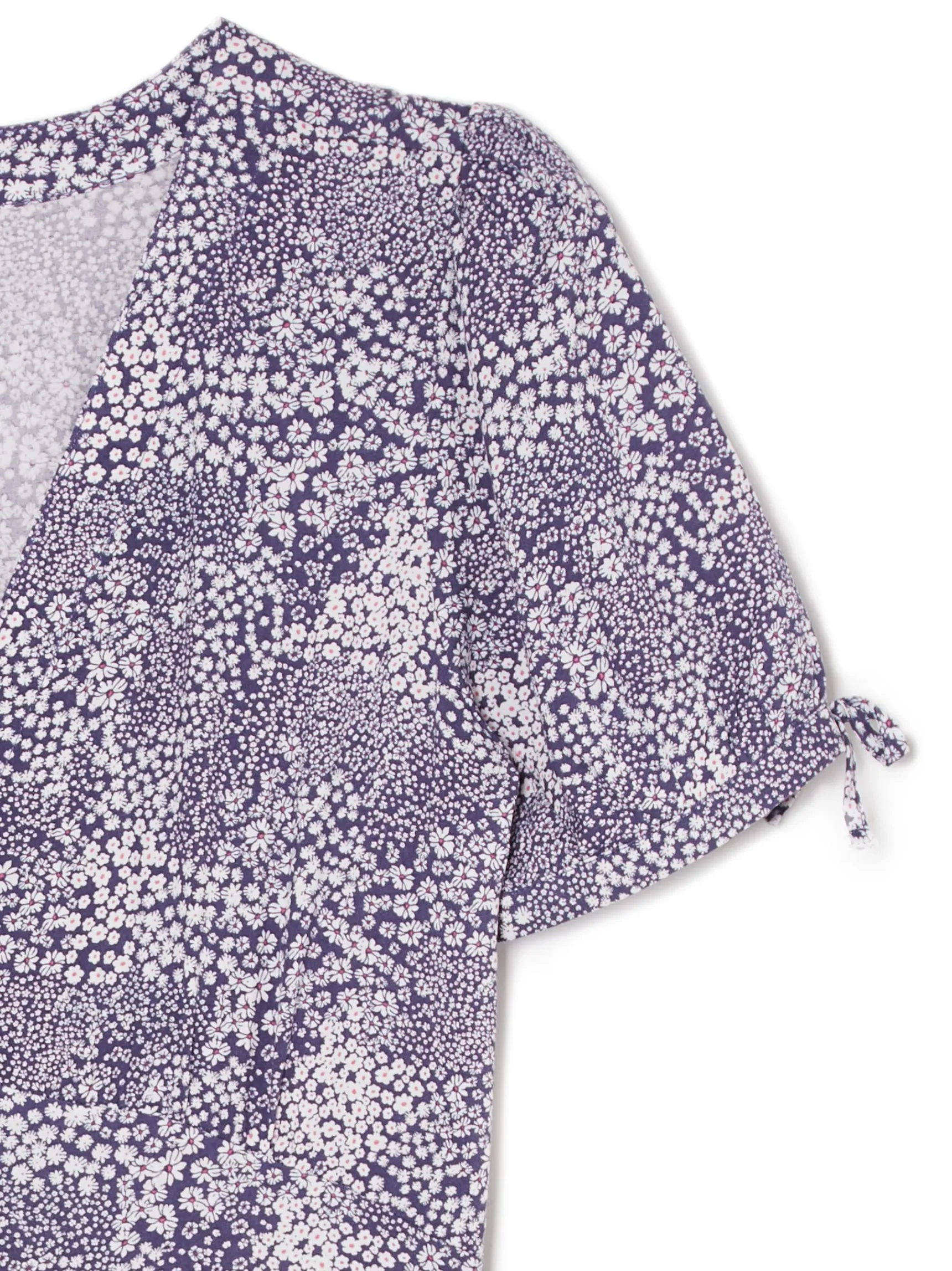 Clearance Cropp Niebieska sukienka midi w kwiaty granatowy