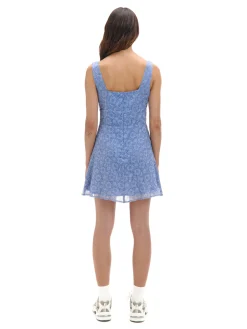 Sale Cropp Niebieska sukienka mini w kwiaty niebieski