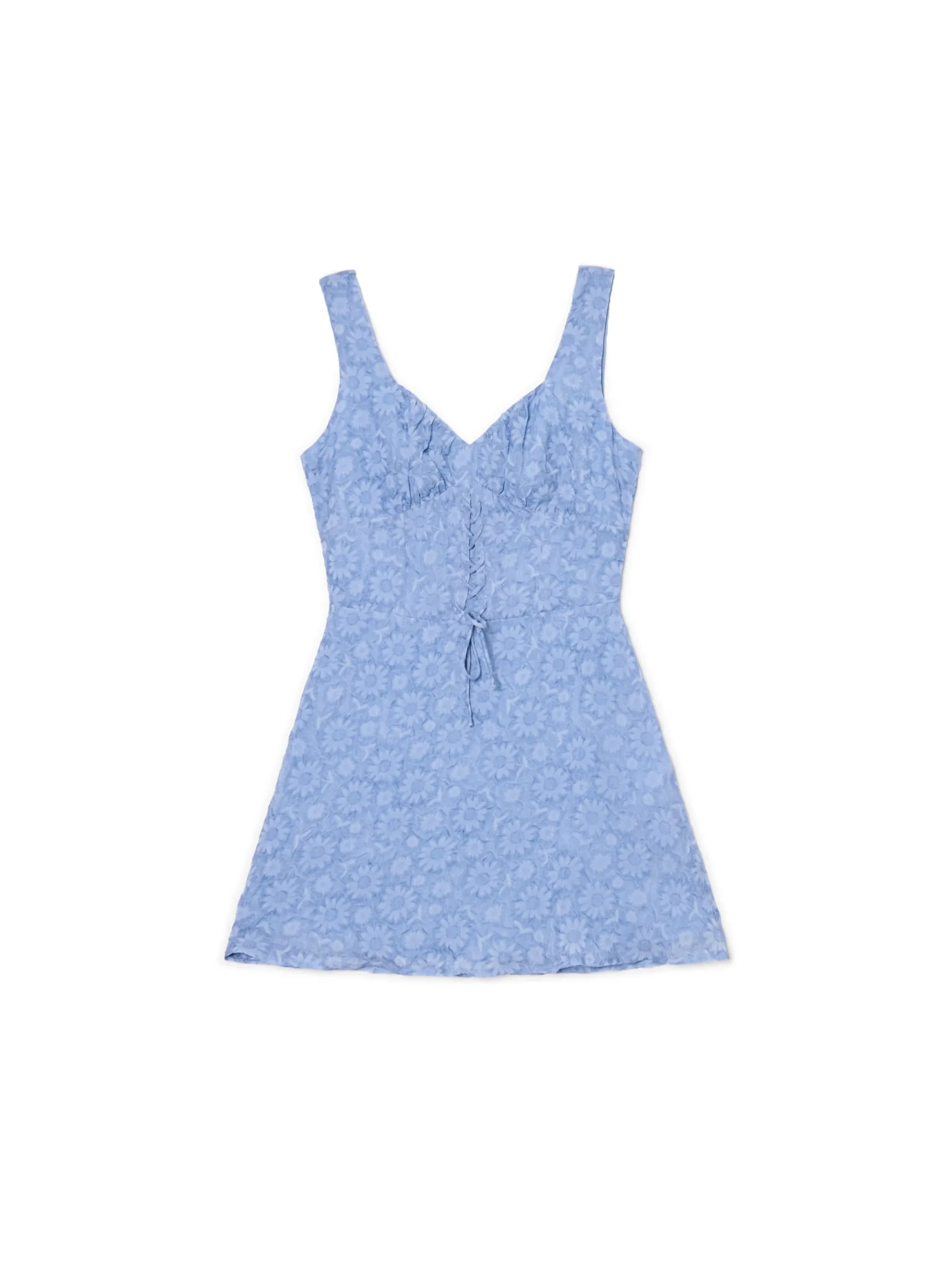 Sale Cropp Niebieska sukienka mini w kwiaty niebieski