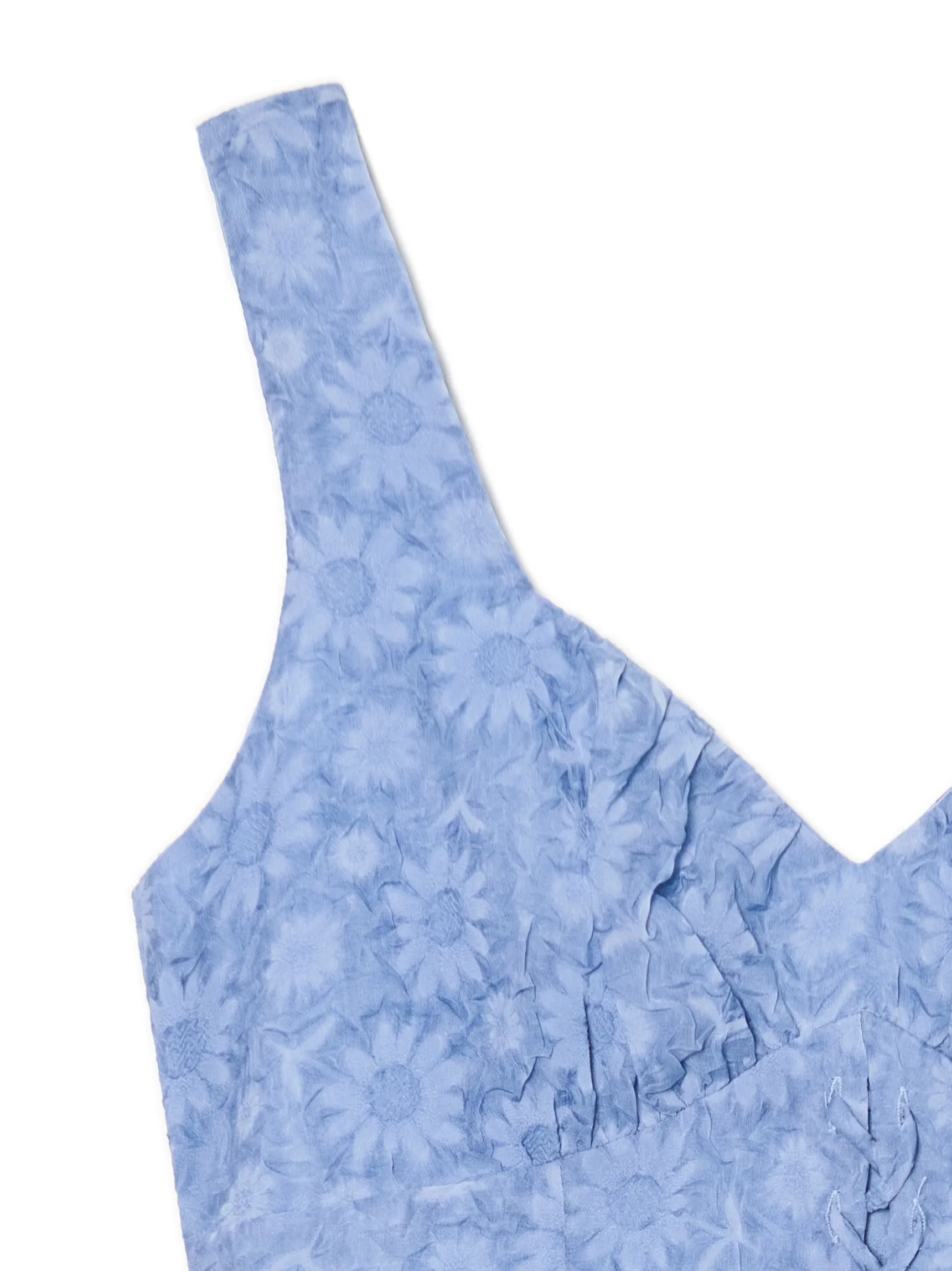 Sale Cropp Niebieska sukienka mini w kwiaty niebieski