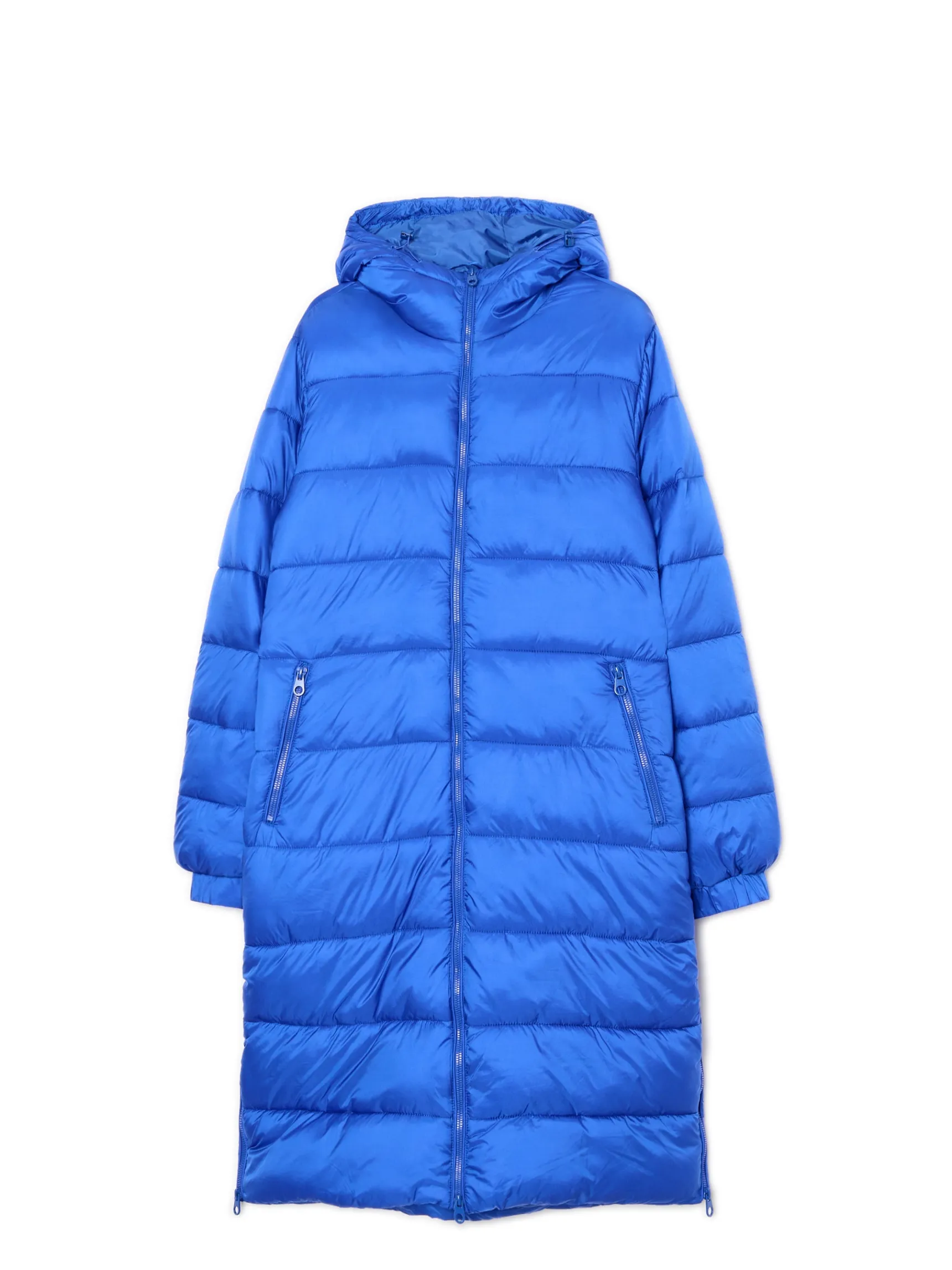 Hot Cropp płaszcz puffer z kapturem niebieski