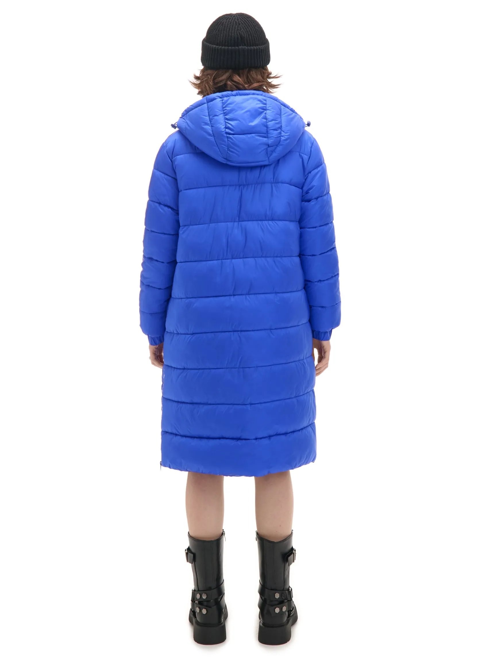 Hot Cropp płaszcz puffer z kapturem niebieski