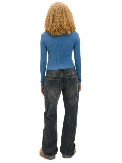 New Cropp sweter z półgolfem niebieski