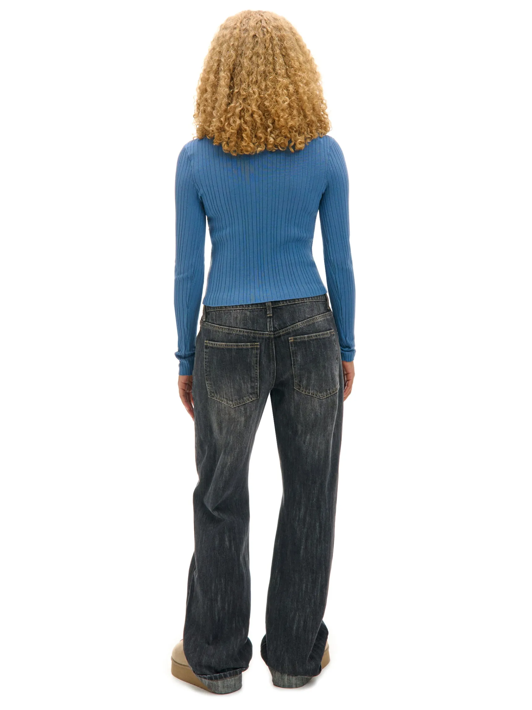 New Cropp sweter z półgolfem niebieski