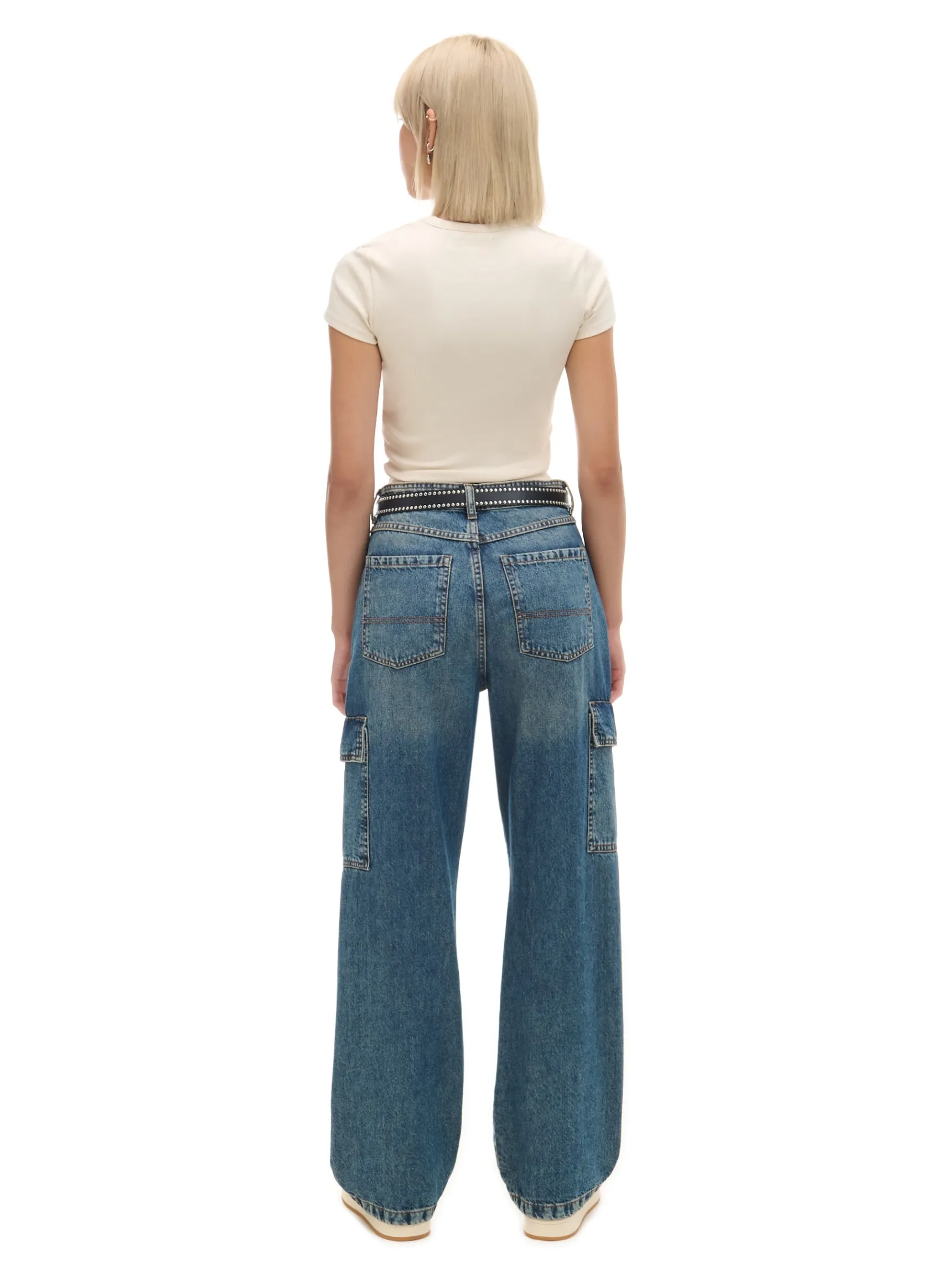 Sale Cropp e jeansy baggy niebieski