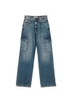 Sale Cropp e jeansy baggy niebieski