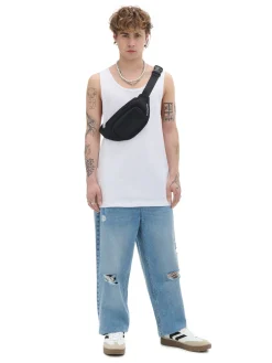 Fashion Cropp e jeansy loose baggy niebieski