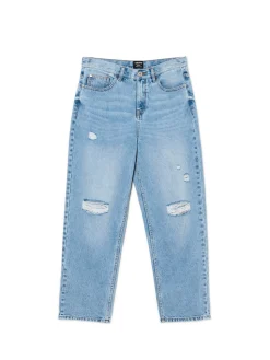 Fashion Cropp e jeansy loose baggy niebieski