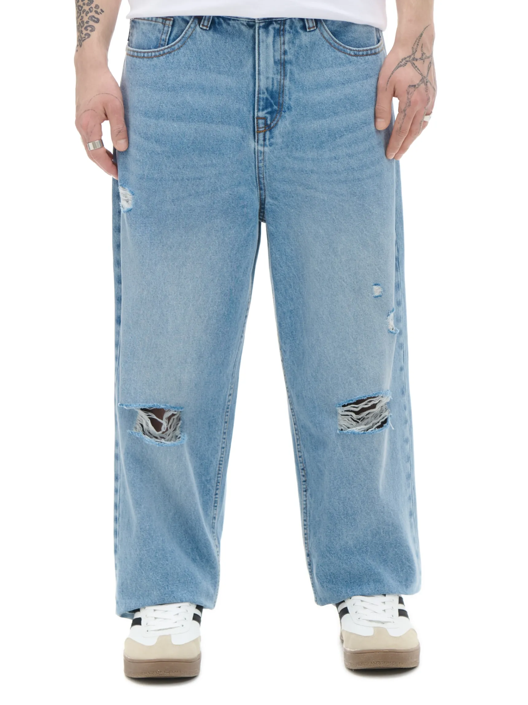 Fashion Cropp e jeansy loose baggy niebieski