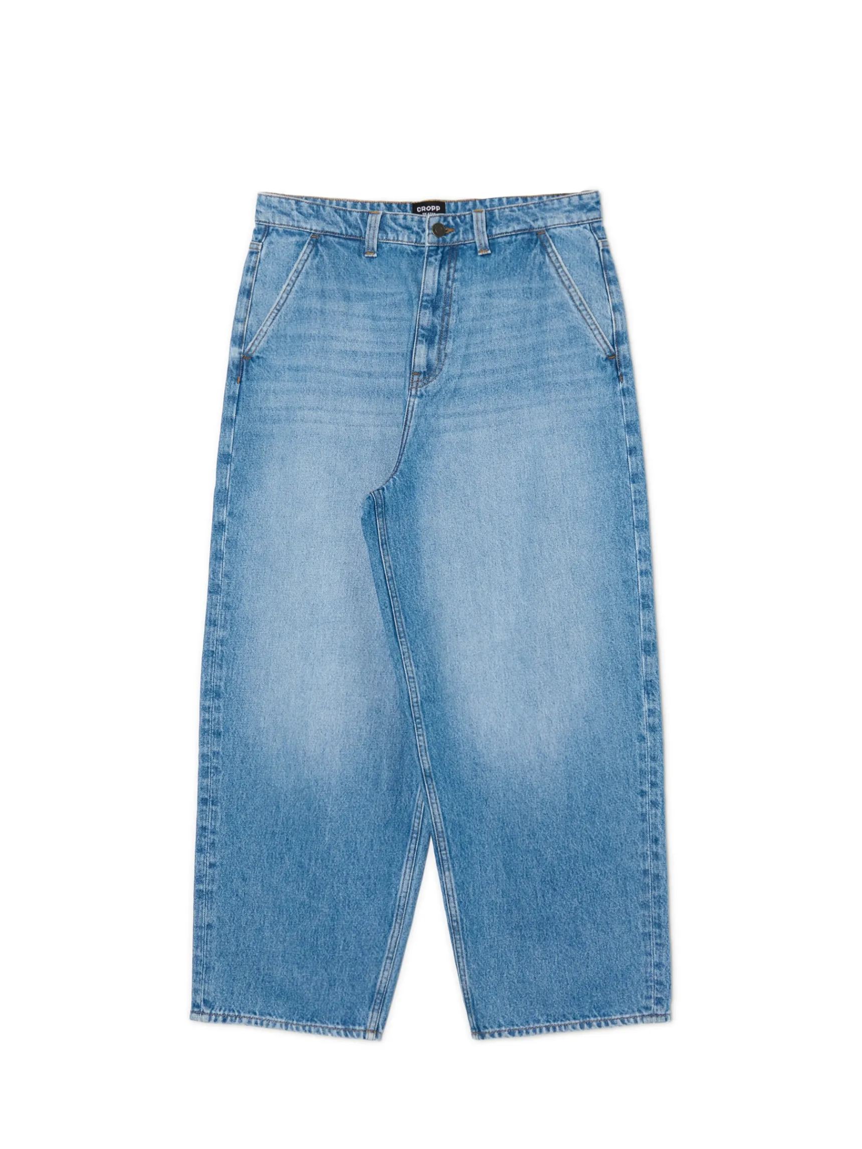 Outlet Cropp e jeansy skater z efektem sprania niebieski